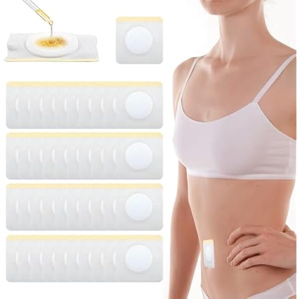 Home 100pcs leak proof self adhesive castor oil patches, disposable empty belly button patch, highly absorbent core, breathable, soft and comfortable, wash free, easy to use, impermeable (castor oil free)
